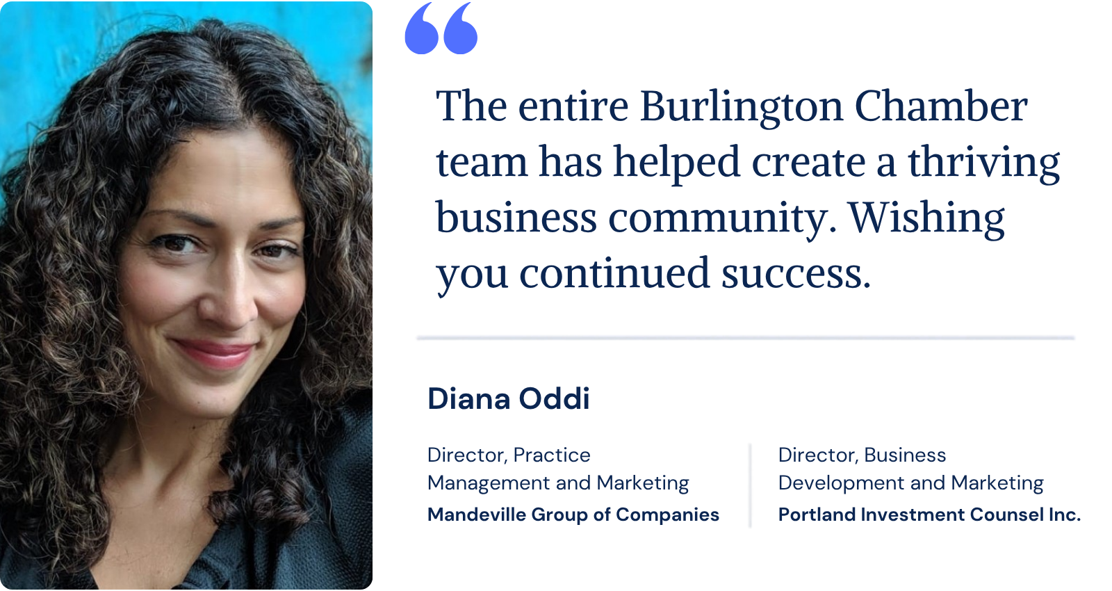 Diana Oddi thanks the Chamber team for creating a thriving business community.